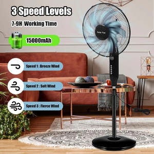 Ventilador Solar de 15w 20w 25w DC/AC Recargable con Panel y Batería, para Uso en Interiores y Exteriores - Product Image 2