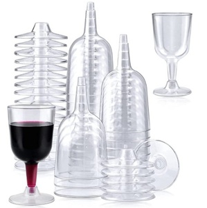 Copas de Vino Desechables BST Stemware de 160 ml (6 oz), Mini Copas de Plástico con Brillo Dorado y Base Extraíble para Bebidas y Fiestas - Product Image 5
