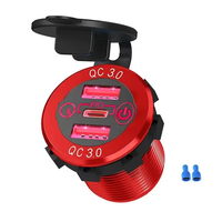Prise de chargeur Type C 12V-24V QC3.0 avec double port USB C 60W et triple prise USB avec interrupteur tactile, chargeur rapide pour voiture, bateau, marine