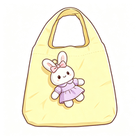 Sac fourre-tout quotidien portable en peluche Kawaii de haute qualité, sac à main en nylon OEM avec jouet en peluche personnalisé en forme de lapin