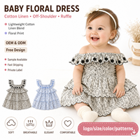 Vestido Floral Boho Chic para Bebé, Algodón y Lino, Hombros Descubiertos, Elegante, para Fiestas, Personalizado