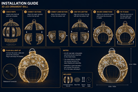 Boule de Noël géante personnalisée à pénétrer, motif lumineux LED 3D extérieur pour la décoration des centres commerciaux et des places