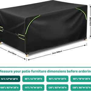 Housse de protection rectangulaire pour mobilier de patio en tissu Oxford 420D, imperméable, résistante aux UV, avec système de fixation - Product Image 5