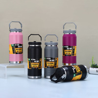 Grande capacité poignée thermos tasse Sports de plein air bouteilles d'eau double vide 304 tasses en acier inoxydable