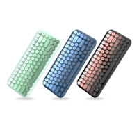 Colorful Round Retro Keycaps 2.4G Wireless Dual Mode Keyboard with Decorative Little Bear