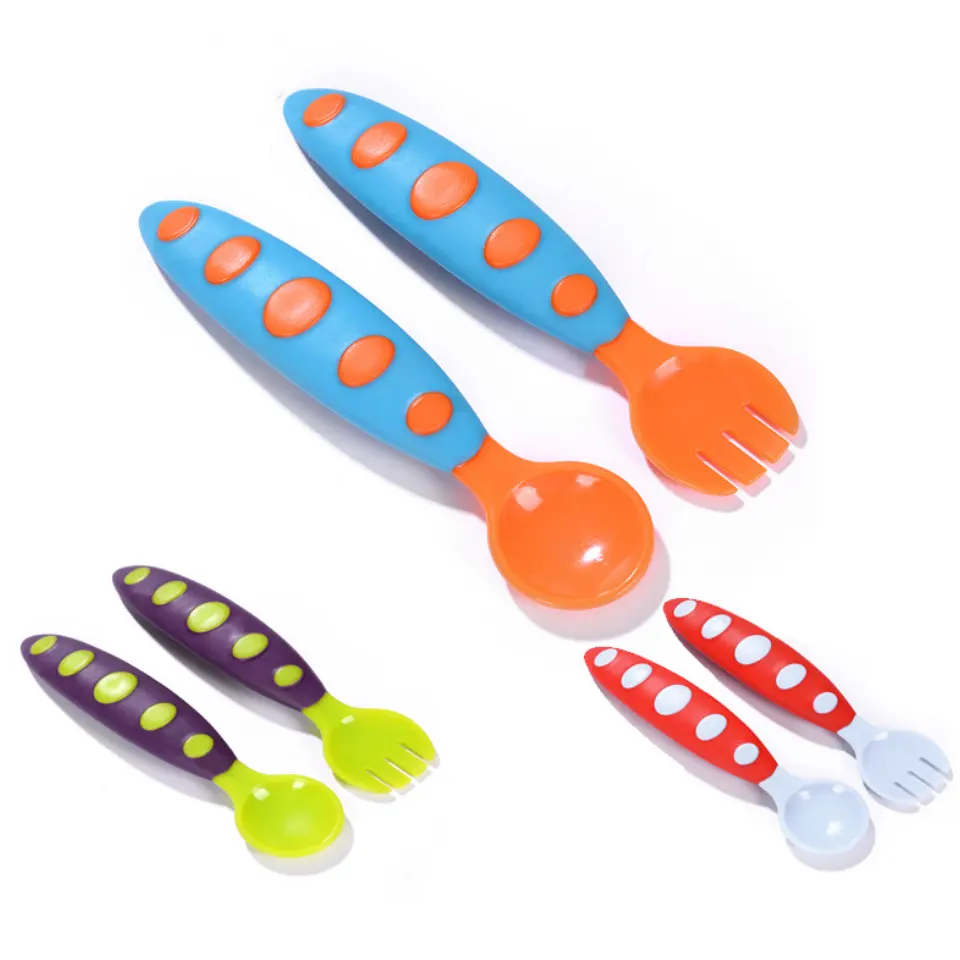 Utensili per bambini cucchiaio e forchetta per bambini Set di posate per l'alimentazione del bambino posate da allenamento per bambini