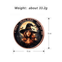Pièce commémorative personnalisée Mexique Libertad Dia De Los Muertos Halloween 1 oz, motif Crâne Sorcière Citrouille, en Cuivre Pur 1 once