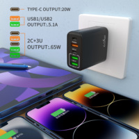 Prise EU US UK 65W Charge rapide USB C Chargeur 65W Type C Charge rapide QC3.0 Chargeur de téléphone portable pour Huawei/Xiaomi/Samsung