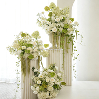 Décorations de boules de fleurs artificielles de luxe en soie, roses et hortensias verts et blancs, légers, faits à la main, réalistes, en gros