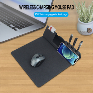 Alfombrilla de Ratón Multifuncional 3 en 1 de Cuero PU con Carga Inalámbrica de 15W, Soporte para Bolígrafo y Teléfono, para Trabajo desde Casa - Product Image 2