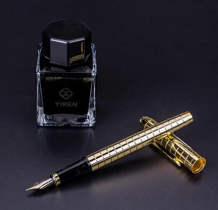 F001 उच्च गुणवत्ता वाले सोने चांदी डीलक्स भारी धातु कलम जाली नक्काशी डिजाइन फाउंटेन पेन