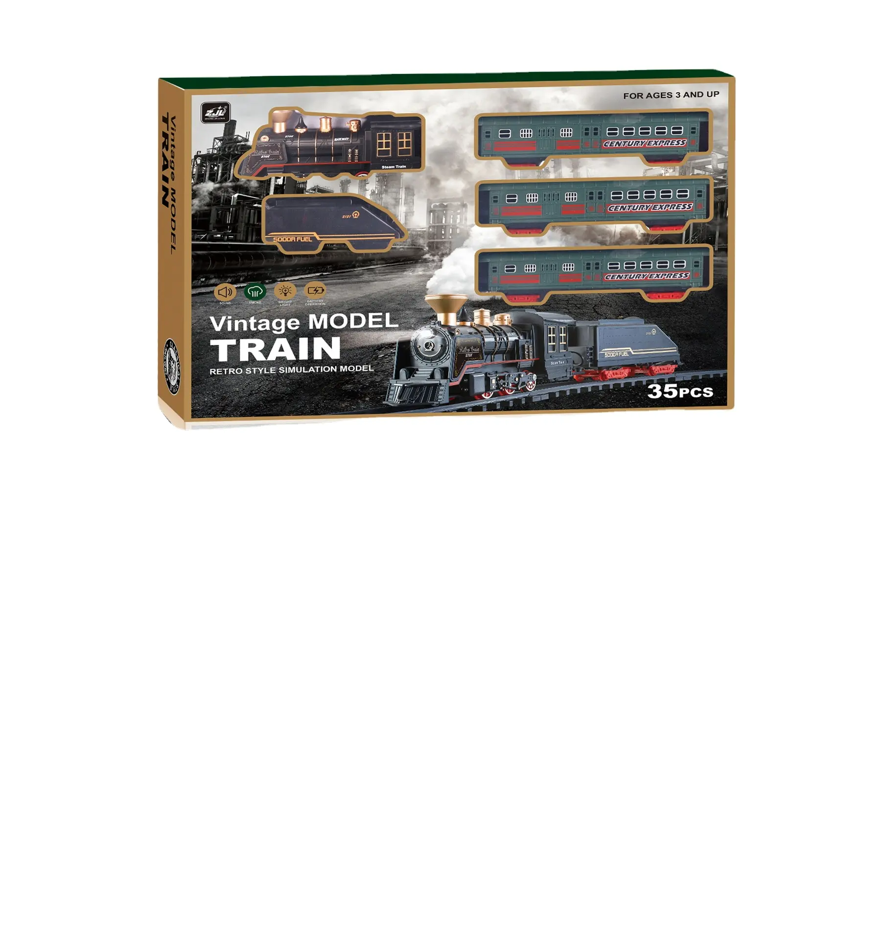 Simulated steam metal train Children's high-speed rail track Complex classical electric train Toy model