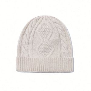 Gorro de Lana Merino Pura para Hombre, Tejido en Cachemira, Otoño Invierno, Jacquard, Bordado 3D, Nuevo Gorro de Lana Tejida Cálido - Product Image 3