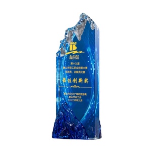 Shining Crystal Crafts Customized Colorful Printing Glass Trophy Glaze Iceberg Plaque Award Meeting Gifts Office Decoration