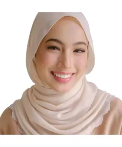 Malasia bordado borde bufanda Hijab sólido Simple gasa pañuelo para la cabeza para mujeres H301