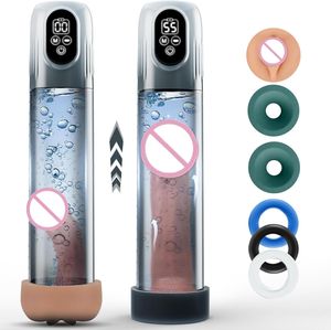 هزاز ذكري مقاوم للماء مع شاشة رقمية، جهاز تدريب القضيب، كأس استمناء، مضخة تكبير كهربائية تعمل في حوض الماء - Product Image 1