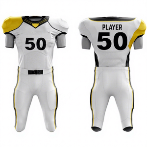 Uniformes de football américain pour adultes de haute qualité, 100% polyester, respirants, anti-transpiration, manches courtes, vêtements d'entraînement de qualité supérieure - Product Image 1