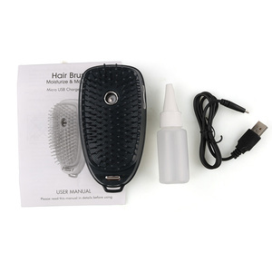 Plancha de pelo eléctrica de mano y vaporizador facial 2 en 1 Cepillo de pelo electrónico recargable peine de masaje con vapor - Product Image 6