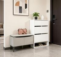 Bangku Sepatu Modern Ramah Lingkungan Tahan Lama dengan Bantalan Empuk, Penyimpanan Tersembunyi, Kaki Bergaya, Organizer Pintu Masuk Kompak untuk Rumah/Apartemen