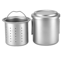 CIEUIS Tasse en titane 420 ml, anti-brûlure, poignée pliable, ensemble de théière avec filtre pour le camping en plein air