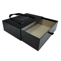 Reusable Black Ribbon Handle Cardboard Drawer Gift Box for Clothes Shirt