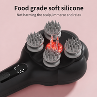 Brosse de massage du cuir chevelu en silicone intelligente et automatique avec logo personnalisé, noire, nouvelle marque privée, applicateur d'huile pour la croissance des cheveux, masseur du cuir chevelu