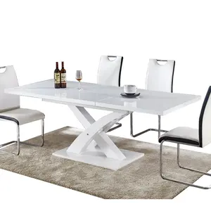 Wholesales Cheap High Gloss Painting Modern Rectangular Extended Extendable Dinning Dining Room Table Design For Home