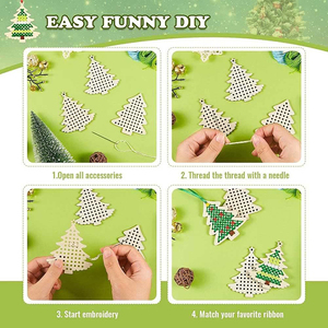 10 Uds. <span class=keywords><strong>Bordado</strong></span> de <span class=keywords><strong>punto</strong></span> de <span class=keywords><strong>cruz</strong></span> de madera árbol de Navidad <span class=keywords><strong>Kits</strong></span> de <span class=keywords><strong>punto</strong></span> de <span class=keywords><strong>cruz</strong></span> personalizados Juego de <span class=keywords><strong>punto</strong></span> de <span class=keywords><strong>cruz</strong></span> de Navidad de madera - Product Image 3