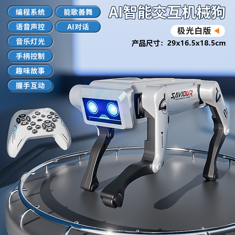 Perro robot inteligente con IA, grande, blanco, controlado a distancia - Versión China