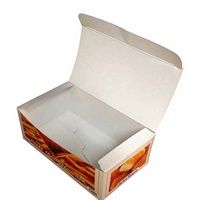Boîte à mini-burgers en carton ivoire, taille et design personnalisés, jetable, auto-érectible, avec vernis et revêtement UV