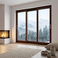 Fenêtres coulissantes à cadre intérieur en bois massif, revêtement aluminium, triple vitrage trempé, moustiquaire en acier inoxydable, horizontales, pour salon et extérieur