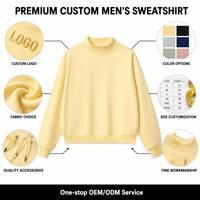 Sudadera personalizada para mujer, amarillo pálido, cuello simulado, corte cropped, hombros caídos, manga larga, top acanalado, OEM, venta al por mayor, talla grande