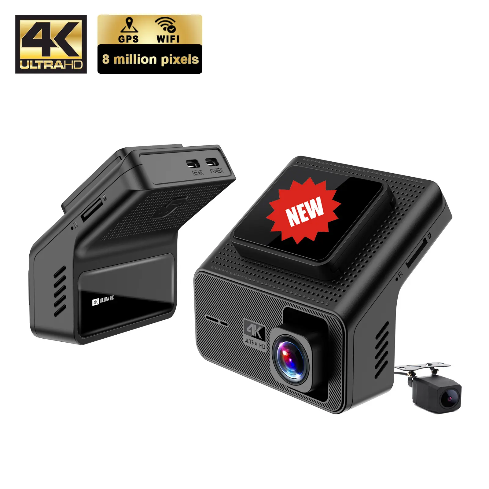 4Kรถกล้องdvr 1.47 นิ้วDashcam dualบันทึกWiFiและGPSด้านหน้าและด้านหลังเลนส์คู่ 2K 1080Pกล้องบันทึก