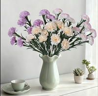 Bouquet de carnations artificielles en soie, arrangement floral fait main longue durée, centre de table pour salon, fournisseur fabricant