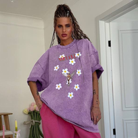 T-shirt vintage respirant 100 % coton pour femme, imprimé logo, décontracté, été, manches courtes, confortable, coupe ample