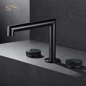 A2063 Modern Bathroom Faucet Widespread 3 Hole Sink Faucet Deck Mounted Brass Taps Basin Mixer Dual Handle Drinking Water Faucet
