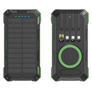 Banco de Energía Solar de 20000mAh con Carga Inalámbrica, Cable Integrado, Cargador Portátil para Uso en Exteriores - Product Image 1