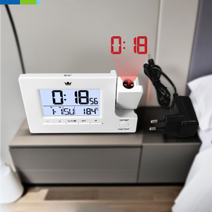 Horloge de <span class=keywords><strong>projecteur</strong></span> numérique intelligente alarme de répétition pivotante réglable avec affichage LCD de l'heure et de la température utilisation de salon extérieur de bureau - Product Image 1