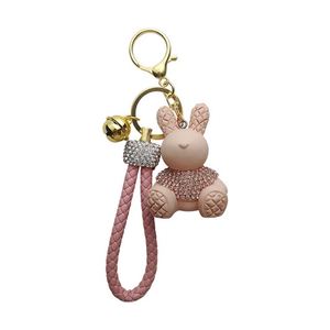 Lindo Colgante de Conejo de Resina con Diamantes de Imitación y Cristales, Estilo Dibujos Animados, para Bolso, Llavero de Coche, Llavero de Juguete, Colgante de Conejo con Cristales para Collar - Product Image 5