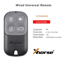 Clé télécommande universelle filaire Xhorse XKXH20EN VVDI noire à 4 boutons de deuxième génération avec fonctions de verrouillage/déverrouillage/klaxon