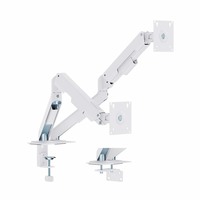 Support de moniteur double bras en acier LDT113-C024E, fixation par pince, 32 pouces, support VESA, bras noir et blanc, support pour deux écrans