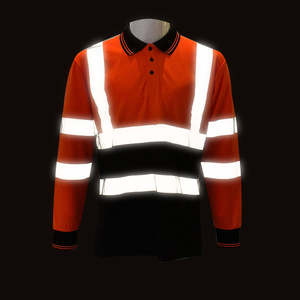 Polos à manches longues pour hommes haute visibilité, vente en gros, vêtements de travail de sécurité personnalisés, polos pour hommes pas chers, réfléchissants - Product Image 2