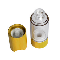 Botol Plastik Airless Berkualitas Tinggi 100ml dengan Tutup Bambu, Botol Vakum Bambu untuk Perawatan Kulit Kosmetik