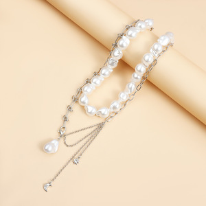 European and American Cross-Border Jewelry Eight-Pointed Star Moon Irregular Pearl Collarbone Chain Light Fashion Choker Sweet - Product Image 4