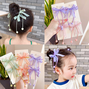 Peinado de moño para niños con lazo para el pelo, accesorio para el cabello de princesa, estilo coreano, lazo para el pelo popular para niñas dulces, cabello lindo - Product Image 4
