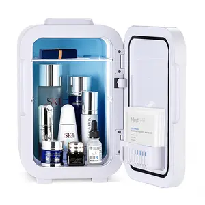 OEM Packages 6.50L 55W Beauty Skincare Portable Cosmetic Mini Fridge With LED Light And Mirror