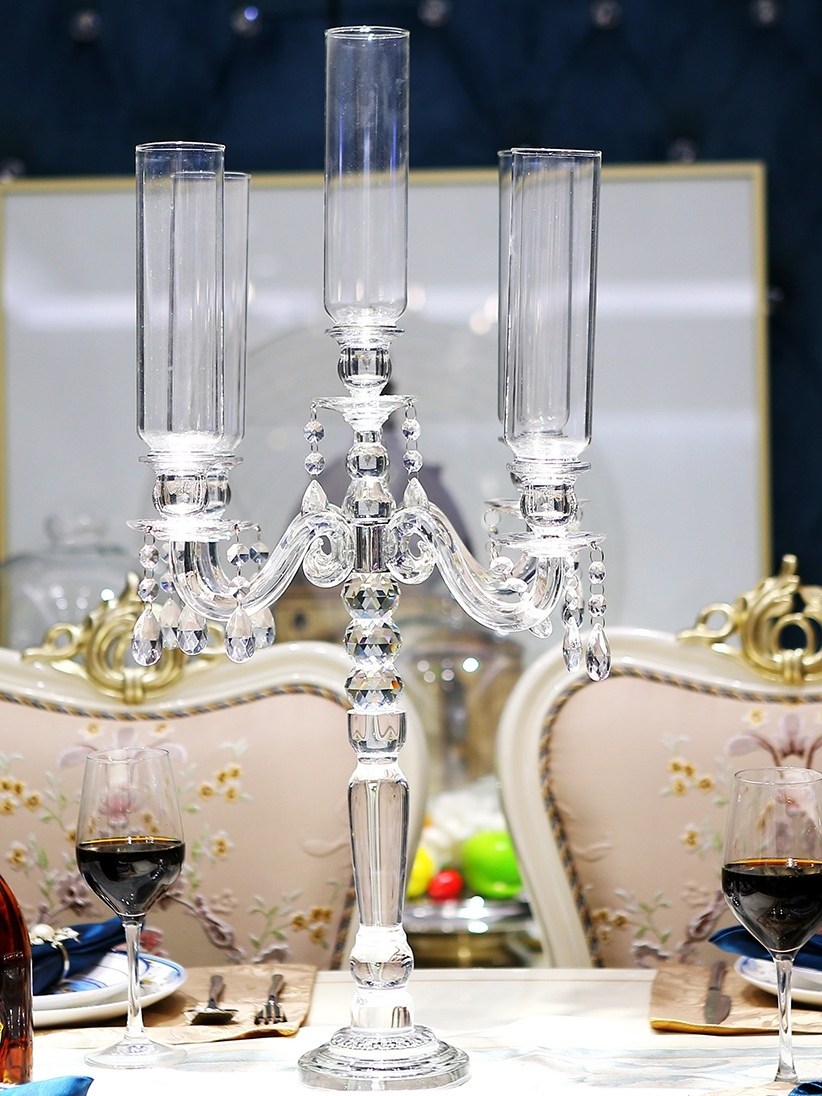 5-armiger Kristall-Kerzenhalter – Eleganter Tisch-Kandelaber 55,9 Cm Hoch, Goldfarben, Für Hochzeit & Events
