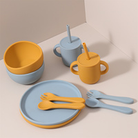 Bol d'alimentation de sevrage pour enfants ensemble d'alimentation en silicone écologique de qualité alimentaire pour bébé assiette tasse sans bpa pour les tout-petits en silicone pour enfants
