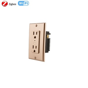 WiFi Tuya US 118MM 10A Smart Wall Socket 110V Alexa Voice Remote Control USB-A/USB-C <strong>Ports</strong> 2 Outlets Flame Retardant <strong>White</strong> - Product Image 3