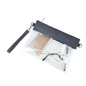 Bolso de mano de moda con diseño de patchwork de PVC, neceser transparente con correa para el hombro, bolsa de almacenamiento de cosméticos - Product Image 1